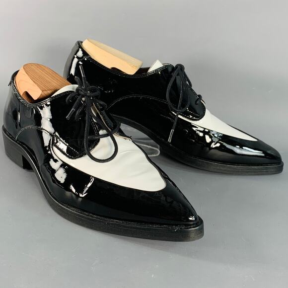 Size 9 Lex Black White Color Block Spectator Derby Pointed Toe Lace-Up Shoes - Picture 1 of 9